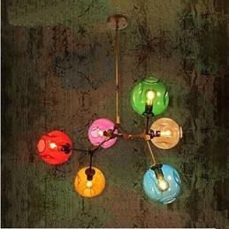 Lustre suspendu à 6 ampoules en verre Art Color