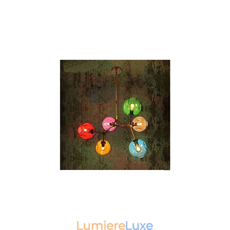 Lustre suspendu à 6 ampoules en verre Art Color