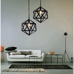 Lampe industrielle rétro en fer forgé, design original et artistique, forme hexaèdre