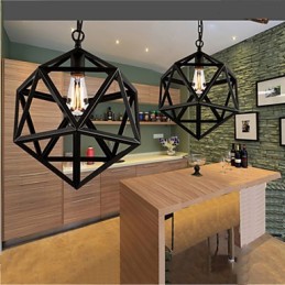Lampe industrielle rétro en fer forgé, design original et artistique, forme hexaèdre