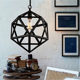 Lampe industrielle rétro en fer forgé, design original et artistique, forme hexaèdre