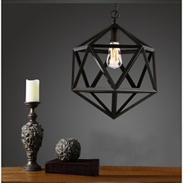 Lampe industrielle rétro en fer forgé, design original et artistique, forme hexaèdre