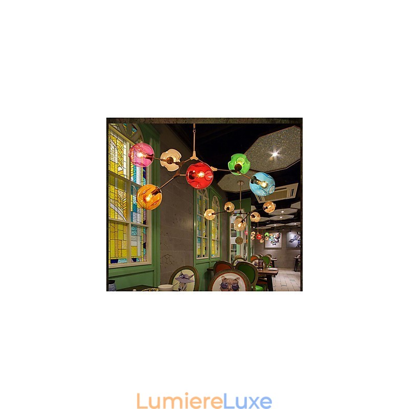 Lustre suspendu à 6 ampoules en verre Art Color
