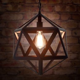 Lampe industrielle rétro en fer forgé, design original et artistique, forme hexaèdre