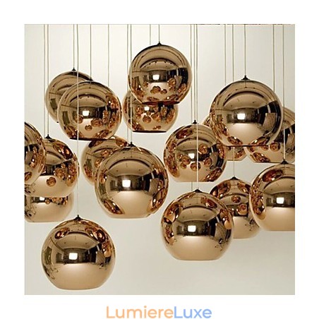Lampe suspendue boule en verre galvanisé, style nordique rétro, simple et créative Lampe suspendue boule en verre galvanisé, style nordique rétro, simple et créative