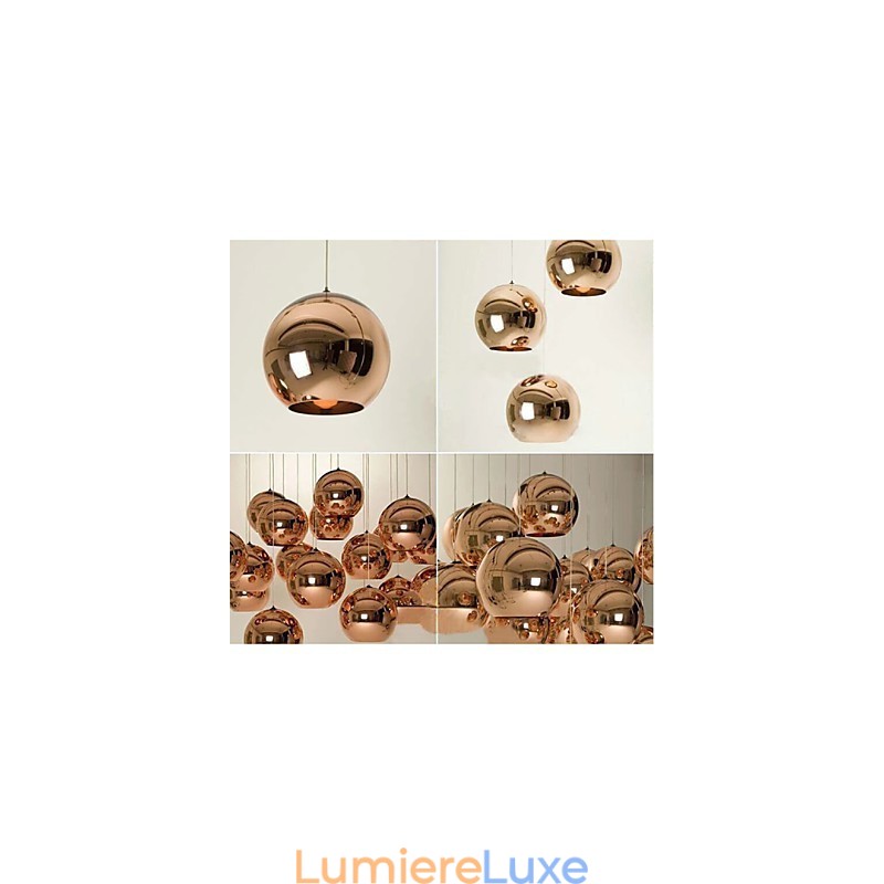 Lampe suspendue boule en verre galvanisé, style nordique rétro, simple et créative