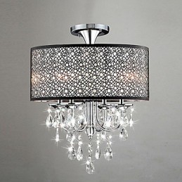 Lustre contemporain moderne en cristal de tambour de style mini chromé