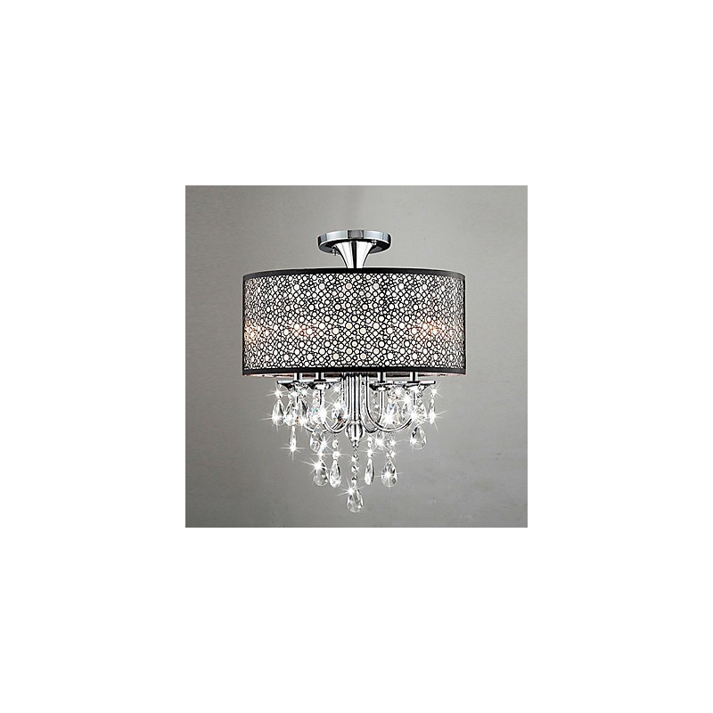 Lustre contemporain moderne en cristal de tambour de style mini chromé
