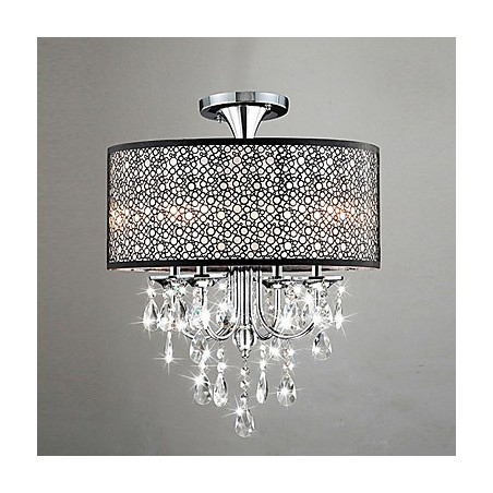 Lustre contemporain moderne en cristal de tambour de style mini chromé Lustre contemporain moderne en cristal de tambour de style mini chromé