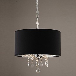 Lustre moderne contemporain en cristal de tambour de style mini chromé