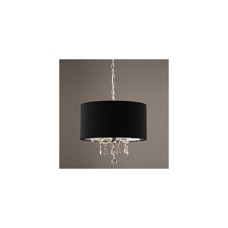 Lustre moderne contemporain en cristal de tambour de style mini chromé