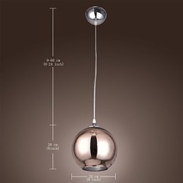 Suspension moderne contemporaine en métal galvanisé de 60 cm, forme globe