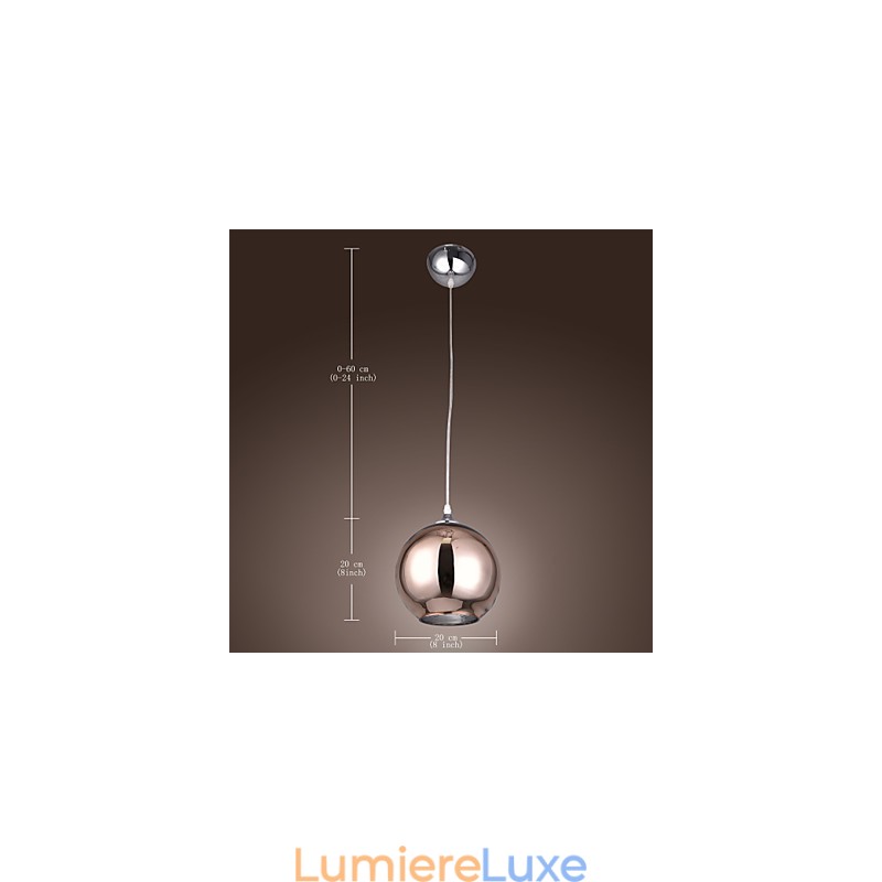 Suspension moderne contemporaine en métal galvanisé de 60 cm, forme globe