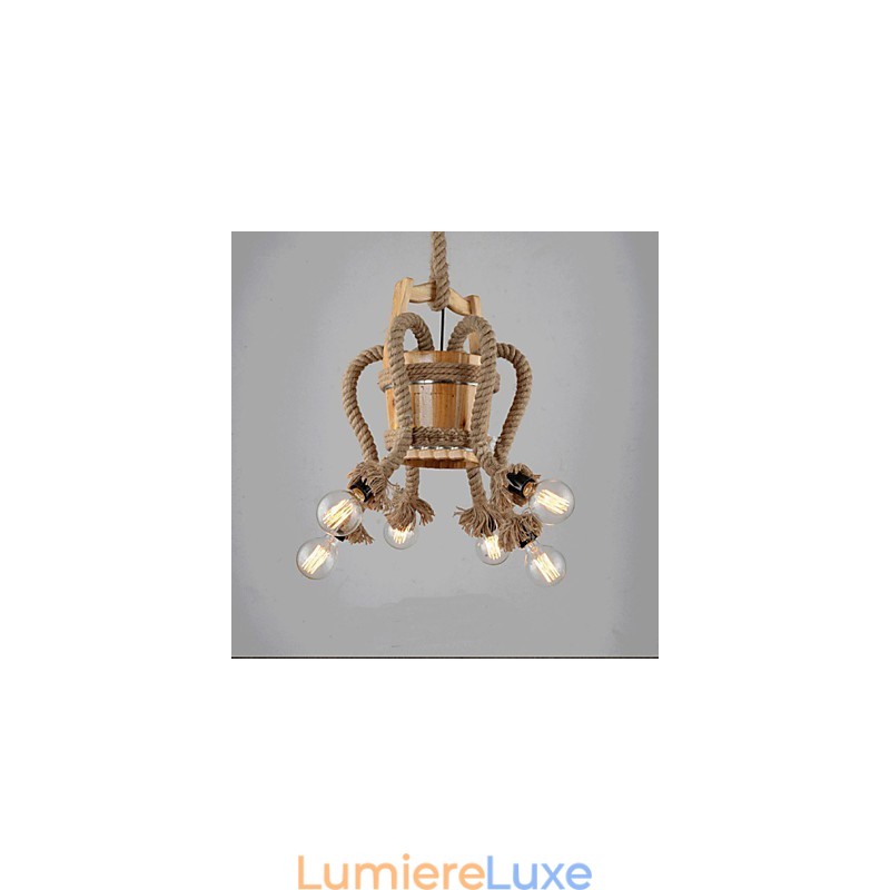 Lustre en tonneau en bois, lampe créative