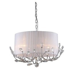 Lustre en cristal moderne avec abat-jour en tissu