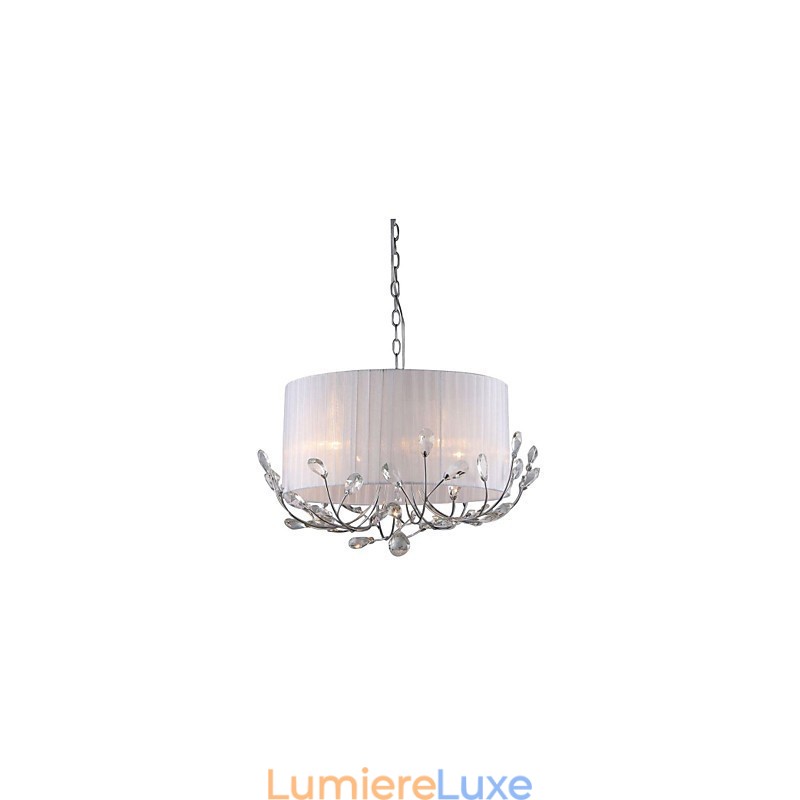 Lustre en cristal moderne avec abat-jour en tissu