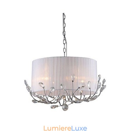 Lustre en cristal moderne avec abat-jour en tissu Lustre en cristal moderne avec abat-jour en tissu