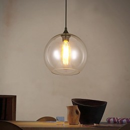 Lampe suspendue à tête unique en forme de boule de verre rurale, de style nordique créatif et contracté