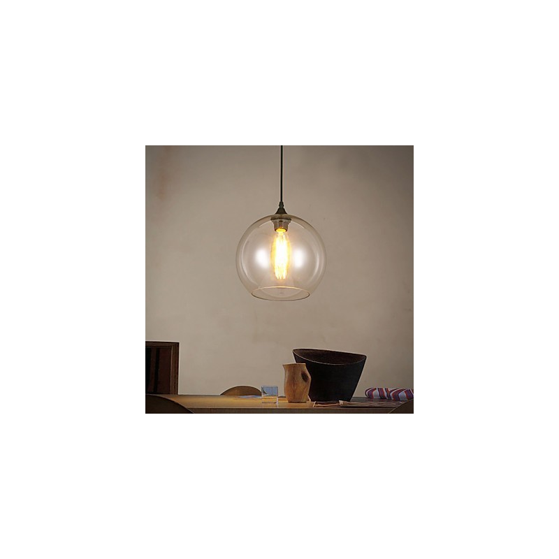 Lampe suspendue à tête unique en forme de boule de verre rurale, de style nordique créatif et contracté