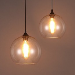 Lampe suspendue à tête unique en forme de boule de verre rurale, de style nordique créatif et contracté