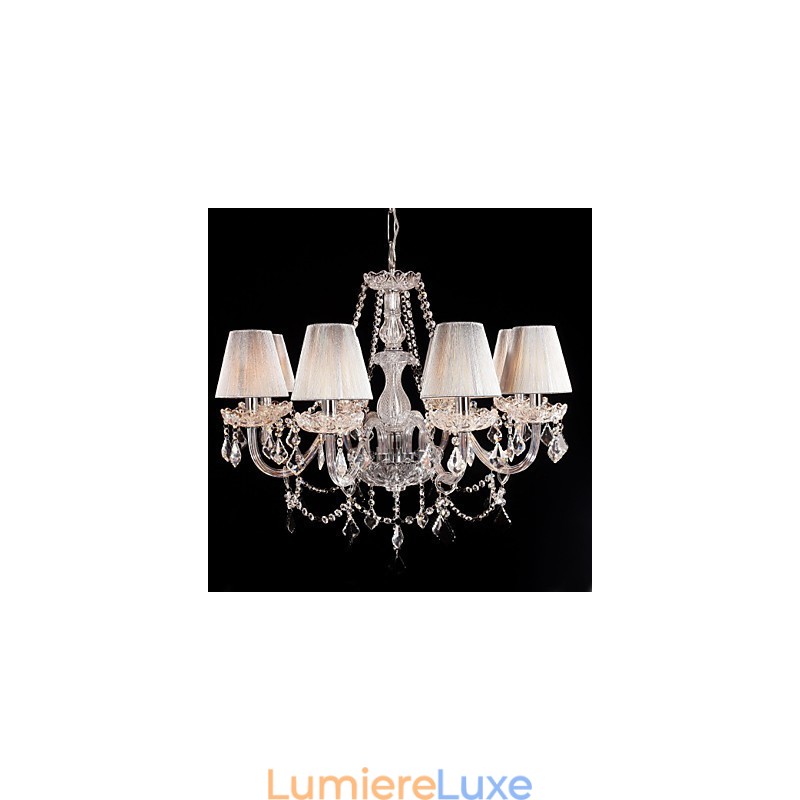 Lustre en cristal de luxe moderne à 8 lumières