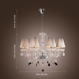 Lustre en cristal de luxe moderne à 8 lumières