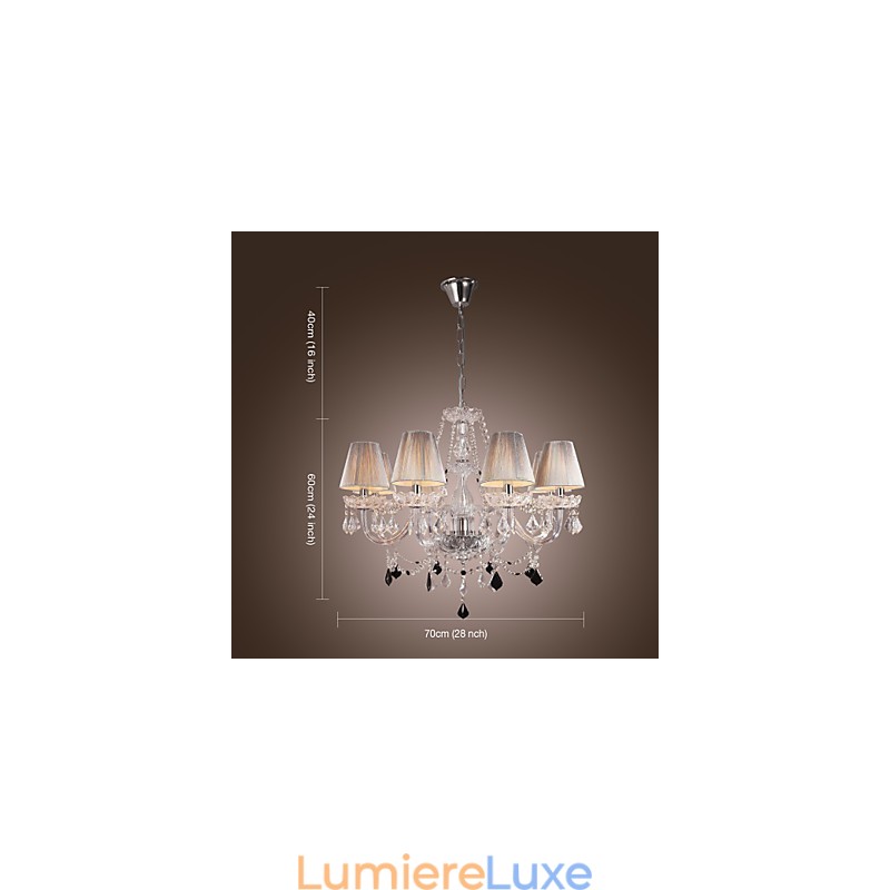 Lustre en cristal de luxe moderne à 8 lumières
