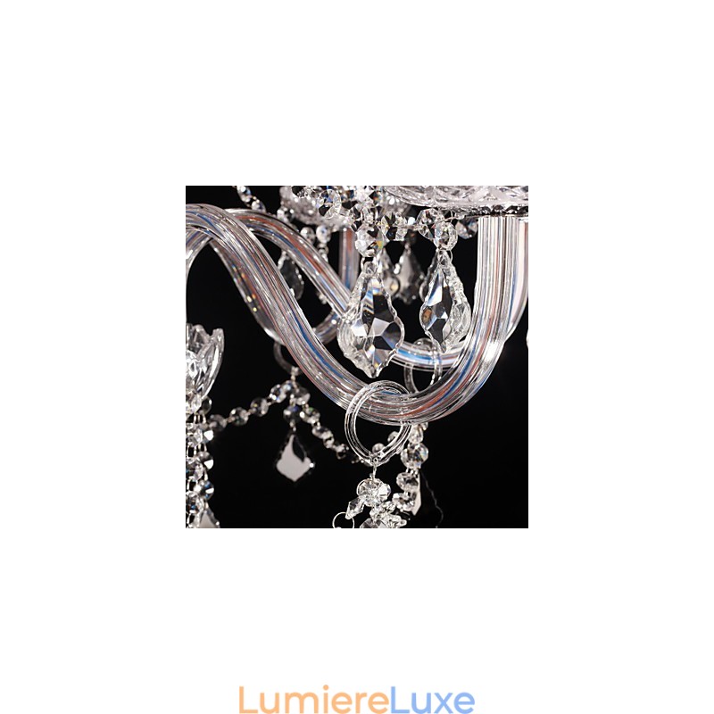 Lustre en cristal de luxe moderne à 8 lumières