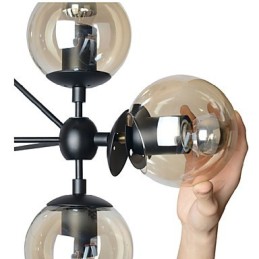 Lustre 5 lumières boule de verre rétro extérieur garage métal