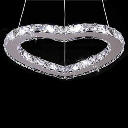 Lustre moderne contemporain en cristal et métal chromé