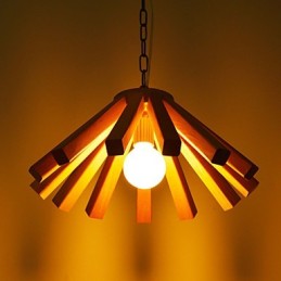 Suspension rétro en bois et bambou