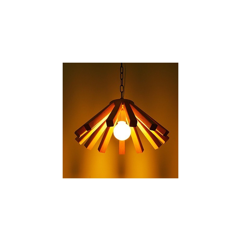 Suspension rétro en bois et bambou
