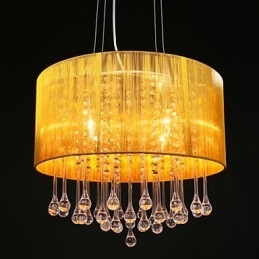Suspension tambour moderne 4 lumières abat-jour enroulable lustre en cristal lustre design minimaliste moderne
