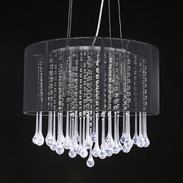 Suspension tambour moderne 4 lumières abat-jour enroulable lustre en cristal lustre design minimaliste moderne