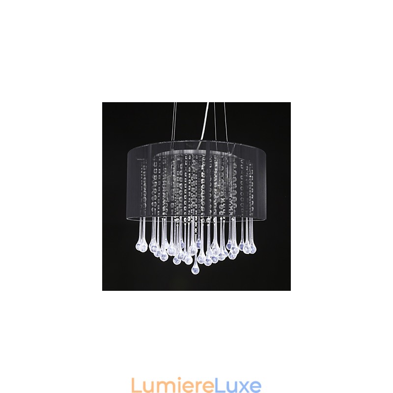 Suspension tambour moderne 4 lumières abat-jour enroulable lustre en cristal lustre design minimaliste moderne