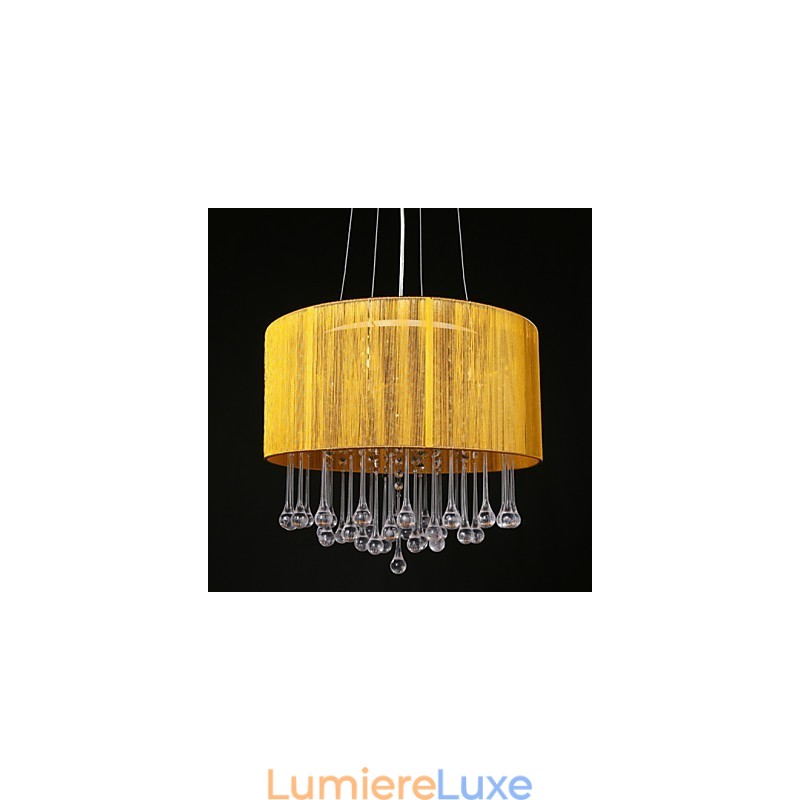 Suspension tambour moderne 4 lumières abat-jour enroulable lustre en cristal lustre design minimaliste moderne
