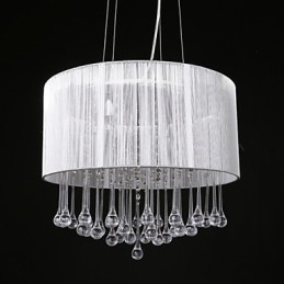 Suspension tambour moderne 4 lumières abat-jour enroulable lustre en cristal lustre design minimaliste moderne