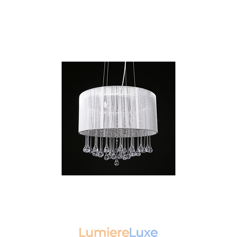 Suspension tambour moderne 4 lumières abat-jour enroulable lustre en cristal lustre design minimaliste moderne