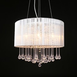 Suspension tambour moderne 4 lumières abat-jour enroulable lustre en cristal lustre design minimaliste moderne