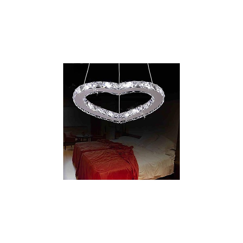Lustre moderne contemporain en cristal et métal chromé