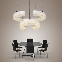 Suspension en cristal en forme de lettre « C » - Lampe moderne à deux anneaux