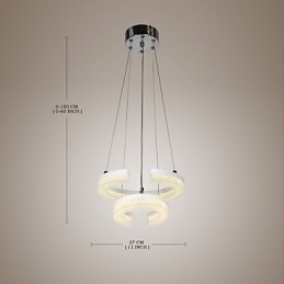Suspension en cristal en forme de lettre « C » - Lampe moderne à deux anneaux