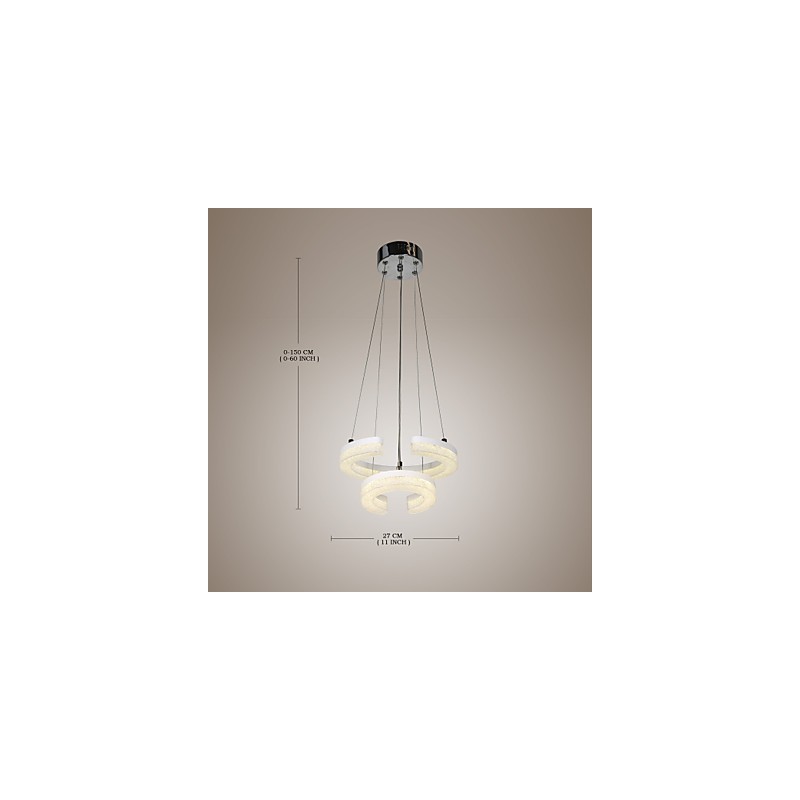 Suspension en cristal en forme de lettre « C » - Lampe moderne à deux anneaux