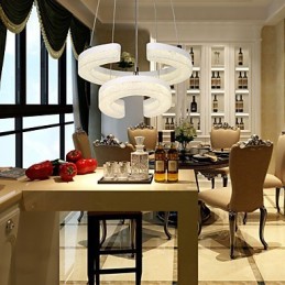 Suspension en cristal en forme de lettre « C » - Lampe moderne à deux anneaux
