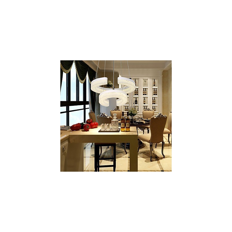 Suspension en cristal en forme de lettre « C » - Lampe moderne à deux anneaux