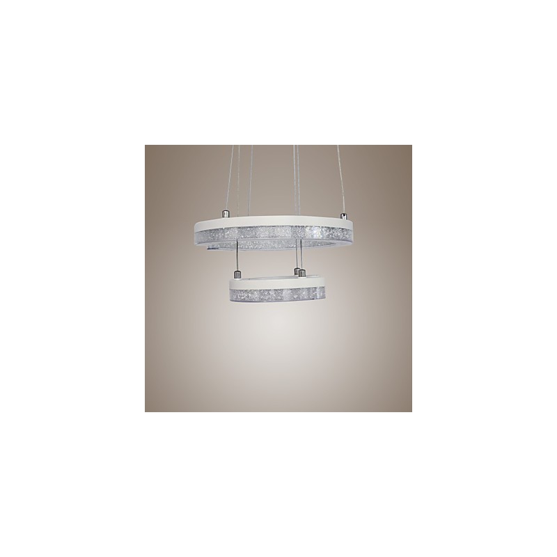 Suspension en cristal en forme de lettre « C » - Lampe moderne à deux anneaux