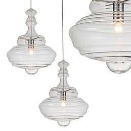 Suspension artistique à 1 lumière, simplicité moderne, verre transparent incolore