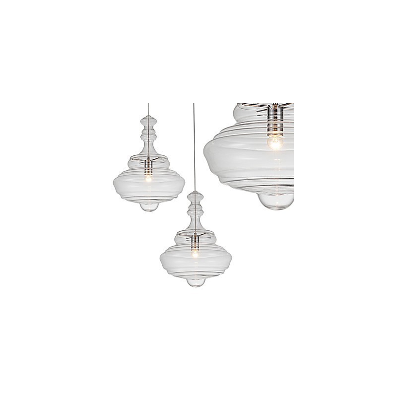 Suspension artistique à 1 lumière, simplicité moderne, verre transparent incolore