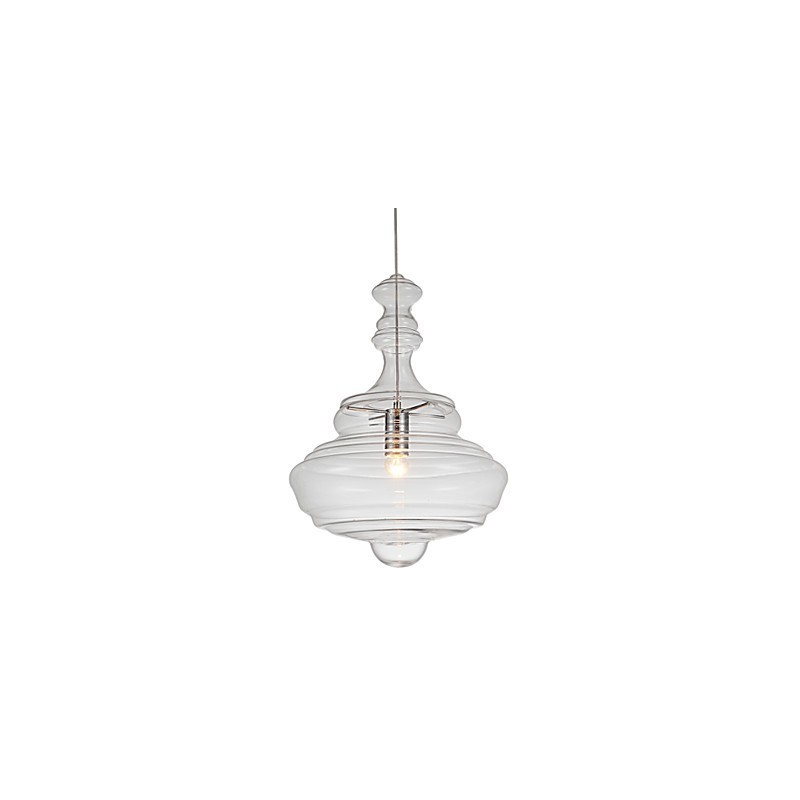 Suspension artistique à 1 lumière, simplicité moderne, verre transparent incolore