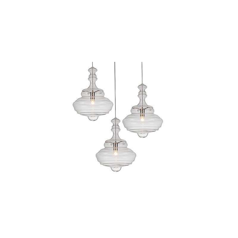 Suspension artistique à 1 lumière, simplicité moderne, verre transparent incolore